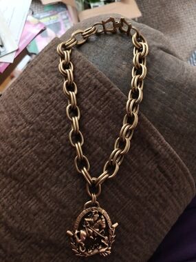 St. George and The Dragon Gold-Tone  Chain Necklace with Medallion Pendant